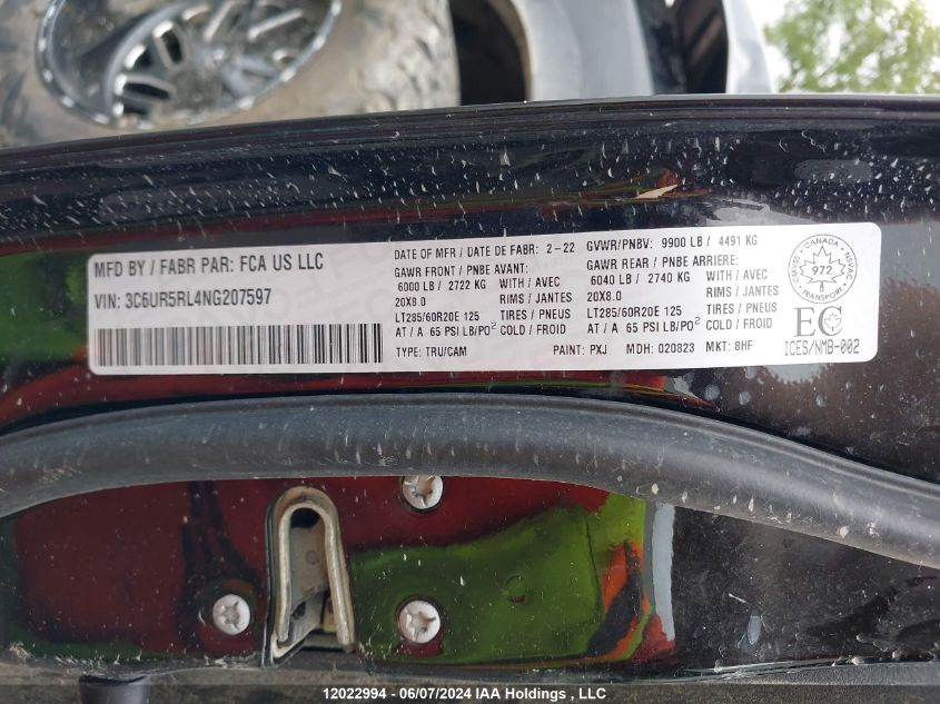 2022 Ram 2500 Limited VIN: 3C6UR5RL4NG207597 Lot: 12022994