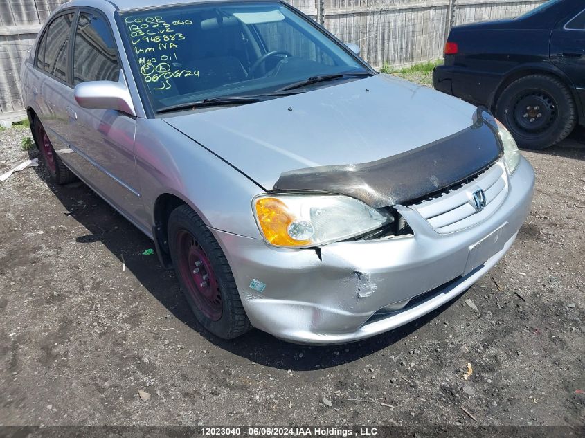 2003 Honda Civic Sdn VIN: 2HGES16673H948883 Lot: 12023040