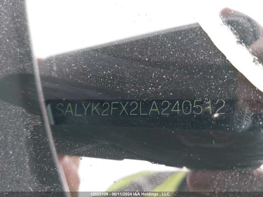 2020 Land Rover Range Rover Velar VIN: SALYK2FX2LA240512 Lot: 12023109