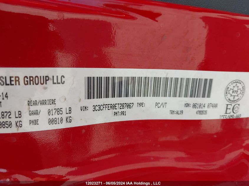 2014 Fiat 500 Lounge VIN: 3C3CFFER0ET287067 Lot: 12023271