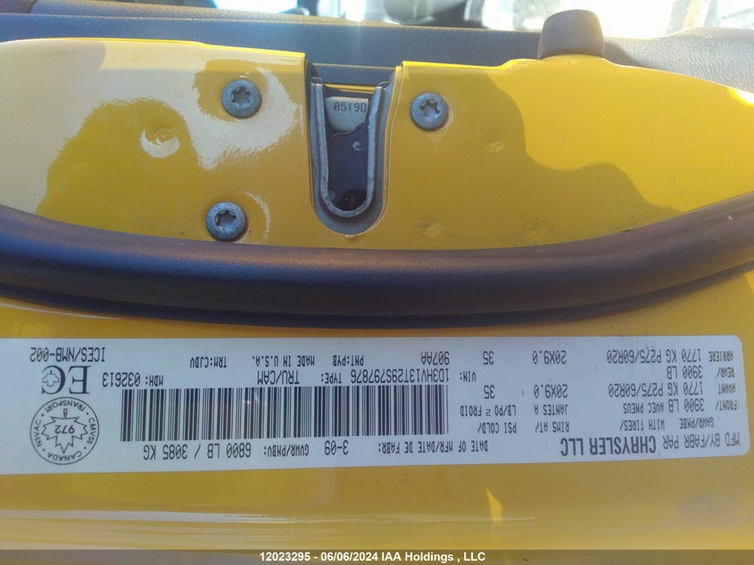 2009 Dodge Ram 1500 VIN: 1D3HV13T29S797876 Lot: 12023295