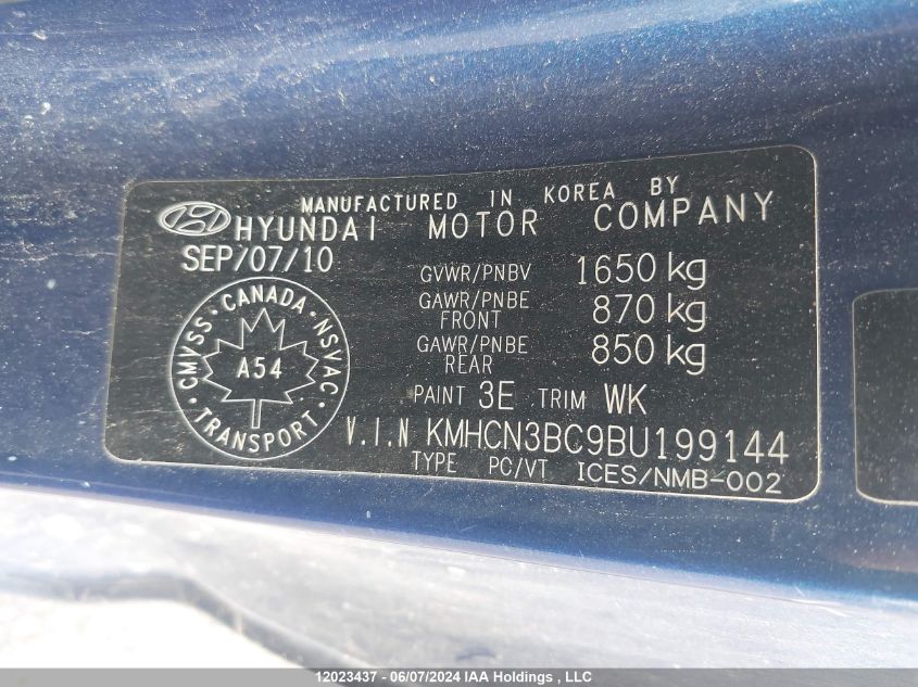 2011 Hyundai Accent Se VIN: KMHCN3BC9BU199144 Lot: 12023437