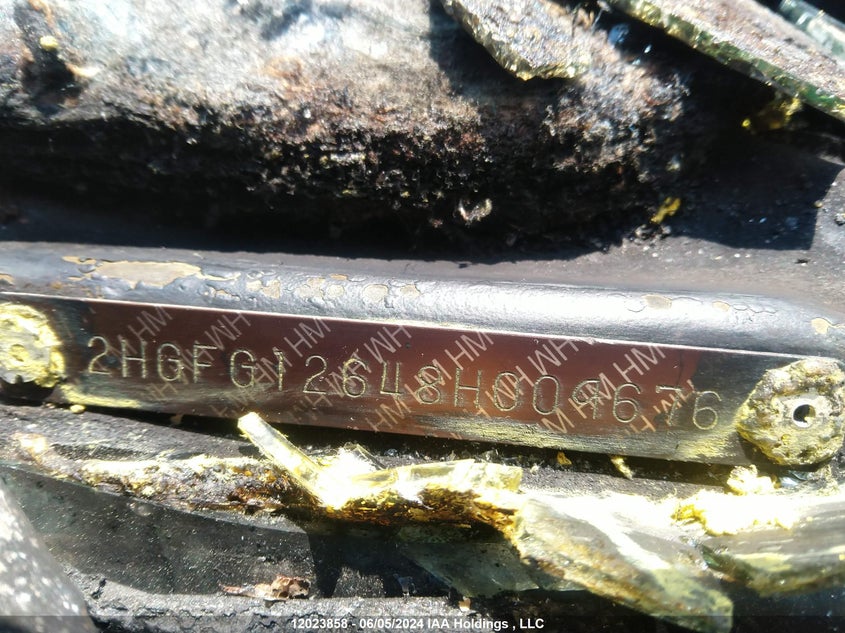 2008 Honda Civic Cpe VIN: 2HGFG12648H009676 Lot: 12023858