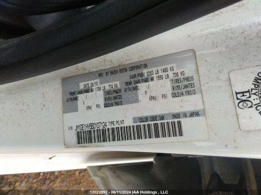 2011 Mazda Mazda2 VIN: JM1DE1HY6B0107124 Lot: 12023992