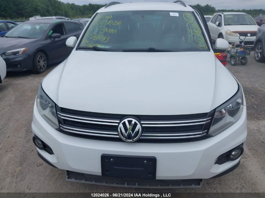 2014 Volkswagen Tiguan VIN: WVGJV3AX2EW581973 Lot: 12024026