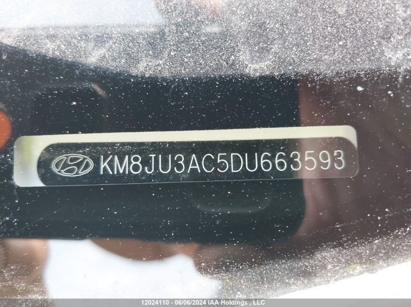 2013 Hyundai Tucson Gls/Limited VIN: KM8JU3AC5DU663593 Lot: 12024110