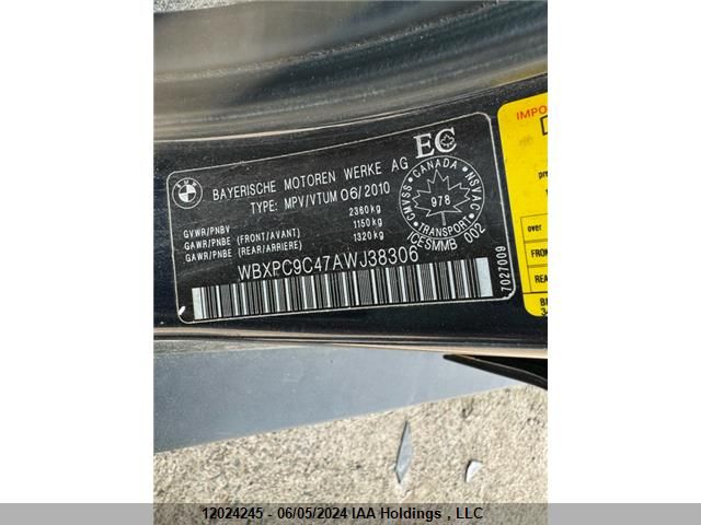 2010 BMW X3 xDrive30I VIN: WBXPC9C47AWJ38306 Lot: 12024245