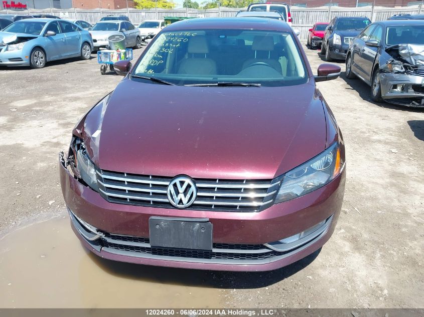 2013 Volkswagen Passat VIN: 1VWCH7A38DC102302 Lot: 12024260