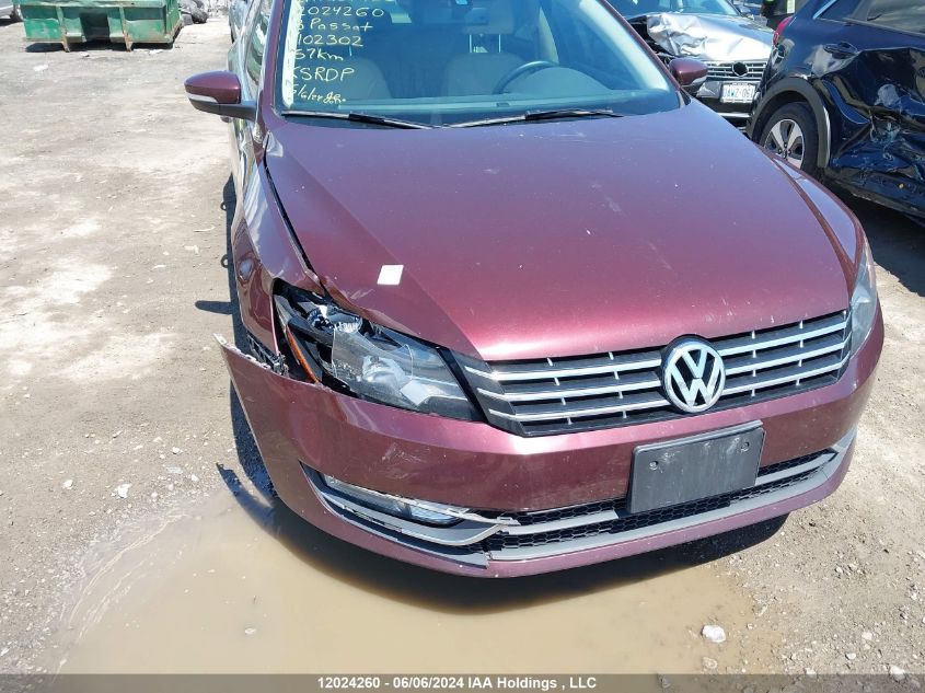 2013 Volkswagen Passat VIN: 1VWCH7A38DC102302 Lot: 12024260