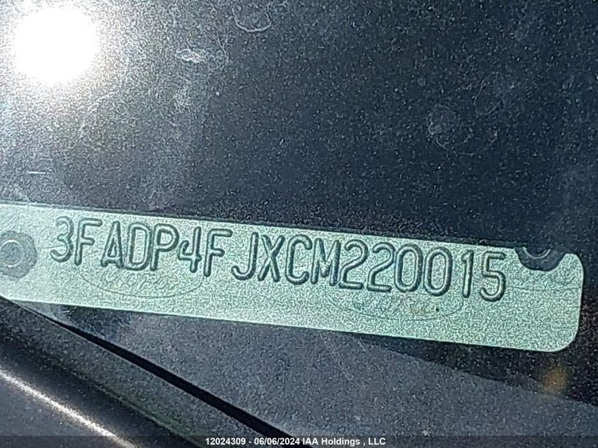 2012 Ford Fiesta Ses VIN: 3FADP4FJXCM220015 Lot: 12024309