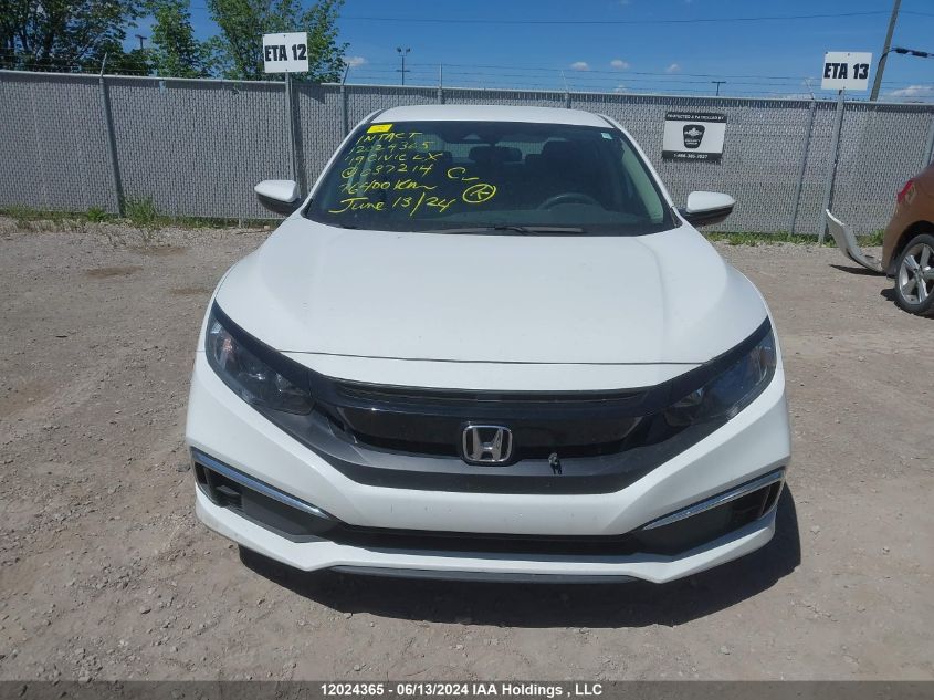 2019 Honda Civic Lx VIN: 2HGFC2F54KH037214 Lot: 12024365