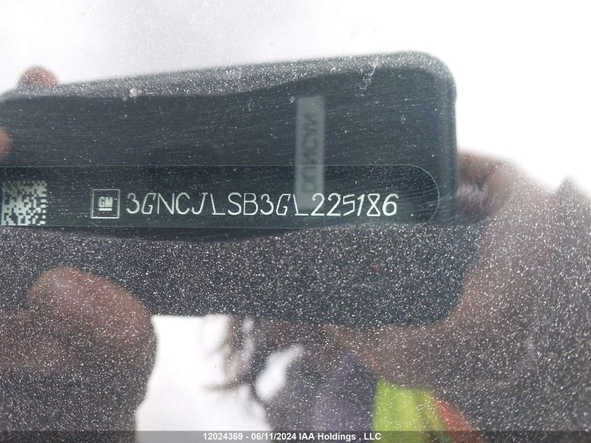 2016 Chevrolet Trax VIN: 3GNCJLSB3GL225186 Lot: 12024369