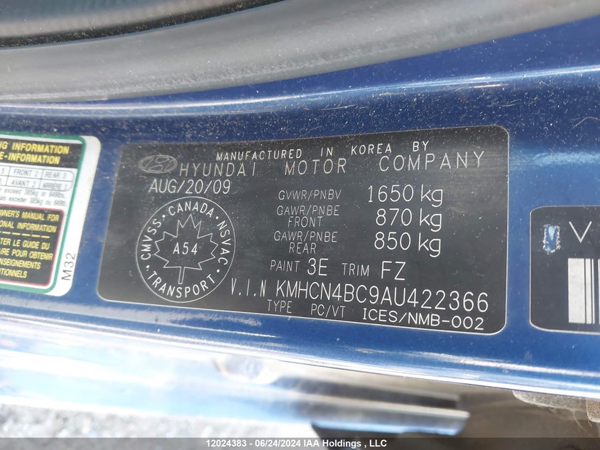 2010 Hyundai Accent Gls VIN: KMHCN4BC9AU422366 Lot: 12024383