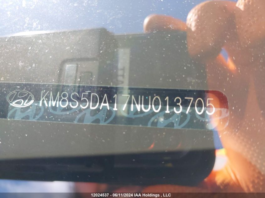 2022 Hyundai Santa Fe Luxury Hybrid Awd VIN: KM8S5DA17NU013705 Lot: 12024537