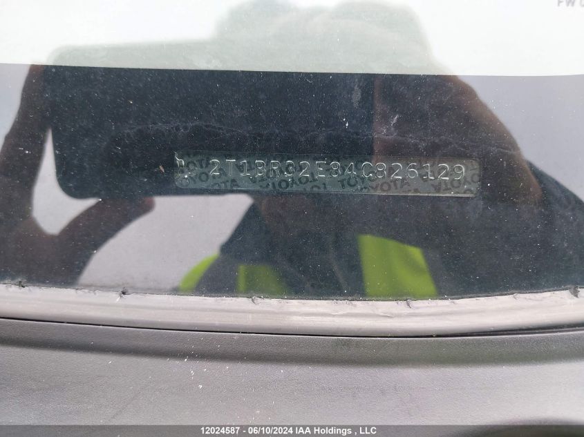 2004 Toyota Corolla VIN: 2T1BR32E84C826129 Lot: 12024587