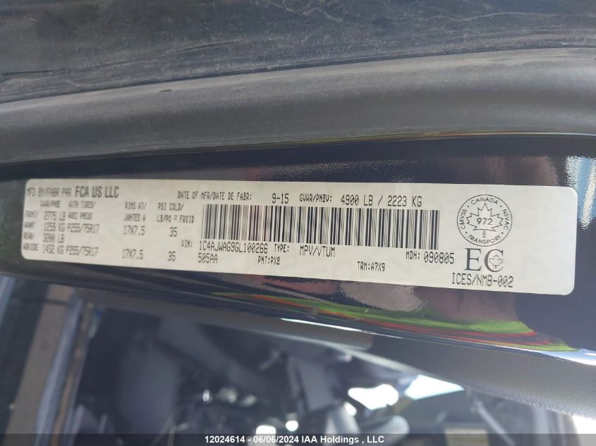 2016 Jeep Wrangler Sport VIN: 1C4AJWAG9GL100266 Lot: 12024614