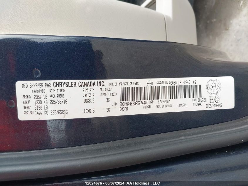 2009 Dodge Grand Caravan Se VIN: 2D8HN44E09R507440 Lot: 12024676