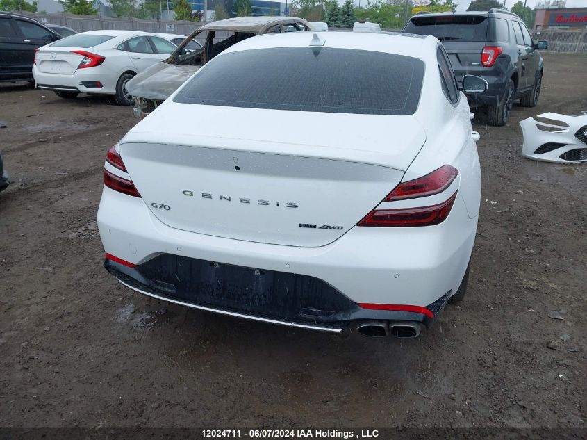 2022 Genesis G70 2.0T Advanced Awd VIN: KMTG34TA7NU094011 Lot: 12024711