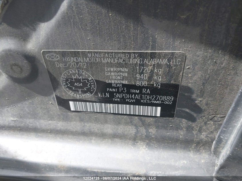 2013 Hyundai Elantra Gls/Limited VIN: 5NPDH4AE1DH270889 Lot: 12024725