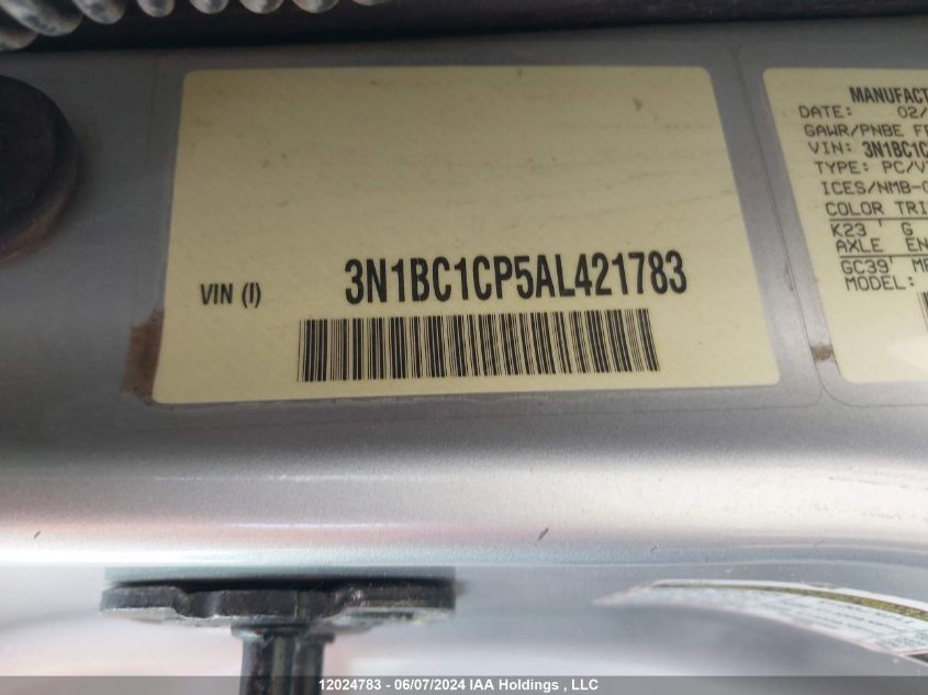 2010 Nissan Versa 1.8S VIN: 3N1BC1CP5AL421783 Lot: 12024783