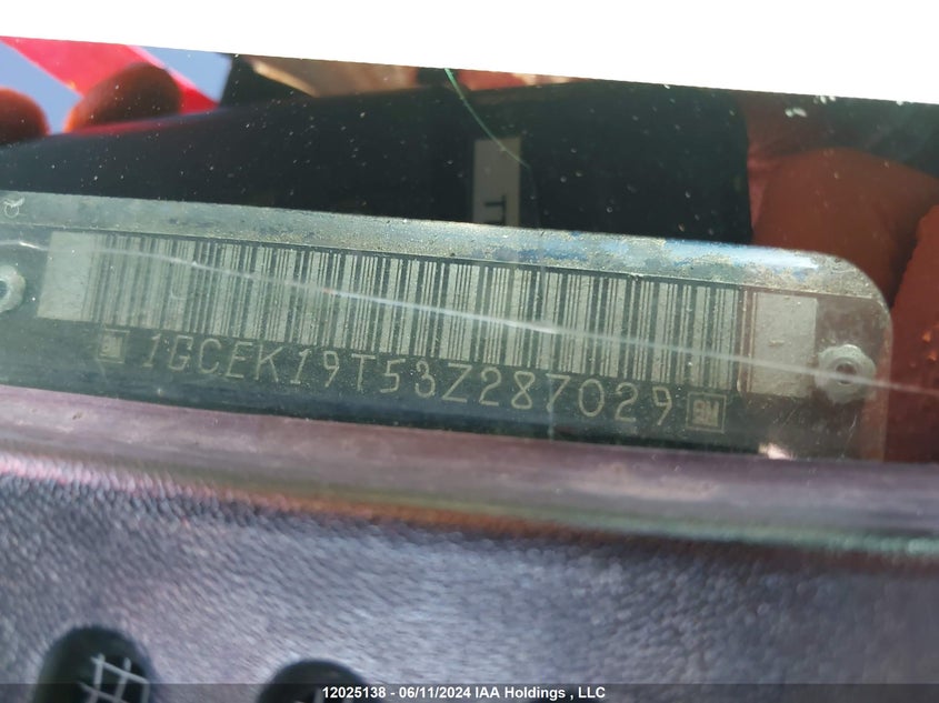 2003 Chevrolet Silverado 1500 VIN: 1GCEK19T53Z287029 Lot: 12025138