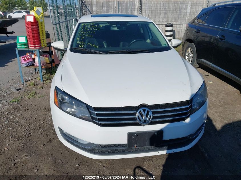 2012 Volkswagen Passat VIN: 1VWCN7A32CC100214 Lot: 12025219