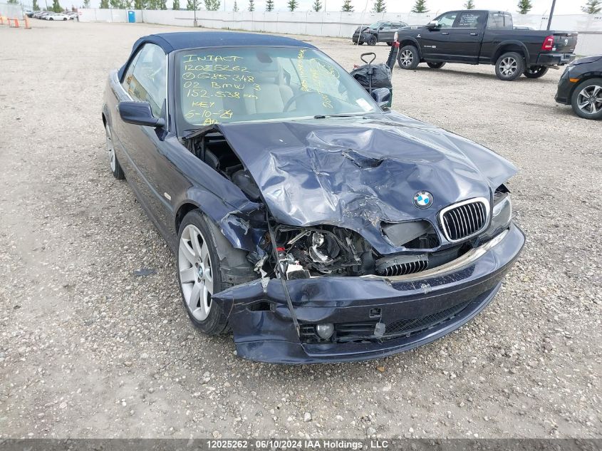 2002 BMW 3 Series VIN: WBABS33432PG85348 Lot: 12025262