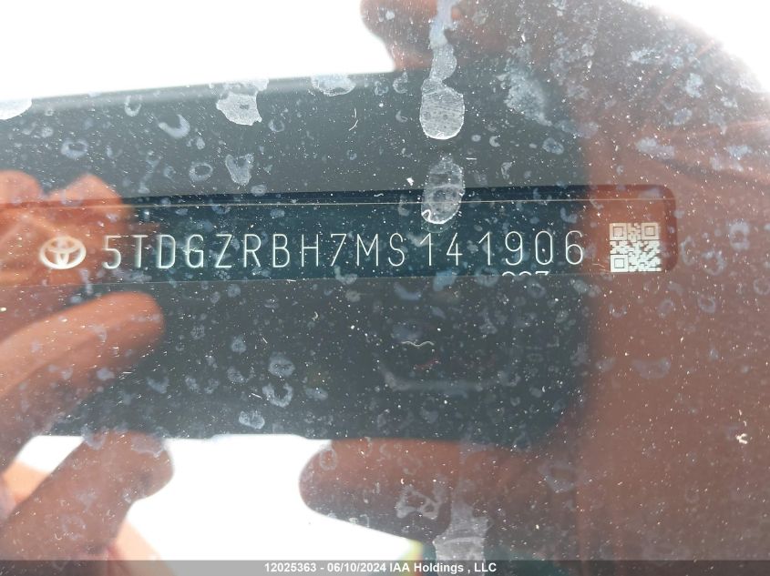 2021 Toyota Highlander Xle VIN: 5TDGZRBH7MS141906 Lot: 12025363