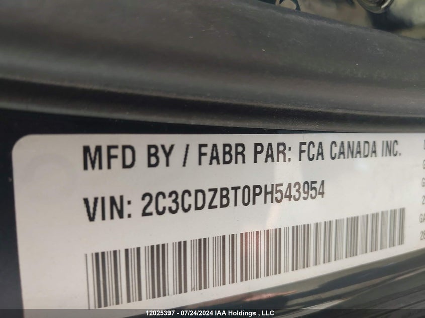 2023 Dodge Challenger R/T VIN: 2C3CDZBT0PH543954 Lot: 12025397