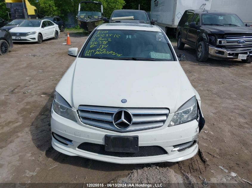 2011 Mercedes-Benz C-Class VIN: WDDGF8FB4BA516398 Lot: 12025515