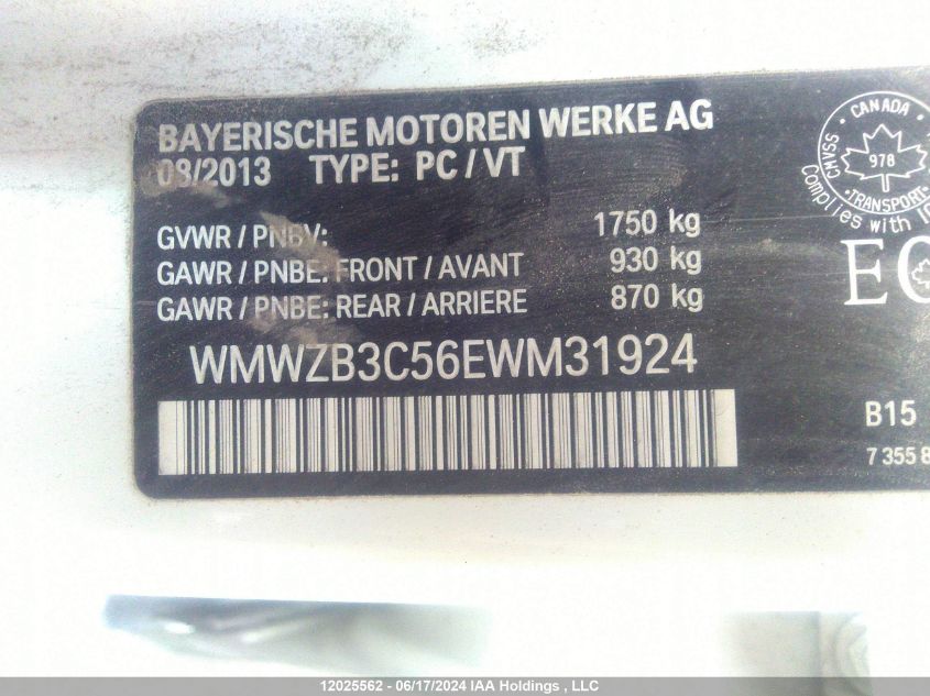 2014 Mini Cooper Countryman VIN: WMWZB3C56EWM31924 Lot: 12025562