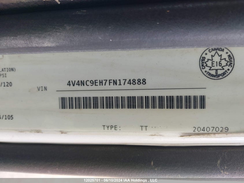 2015 Volvo Vn L VIN: 4V4NC9EH7FN174888 Lot: 12025701