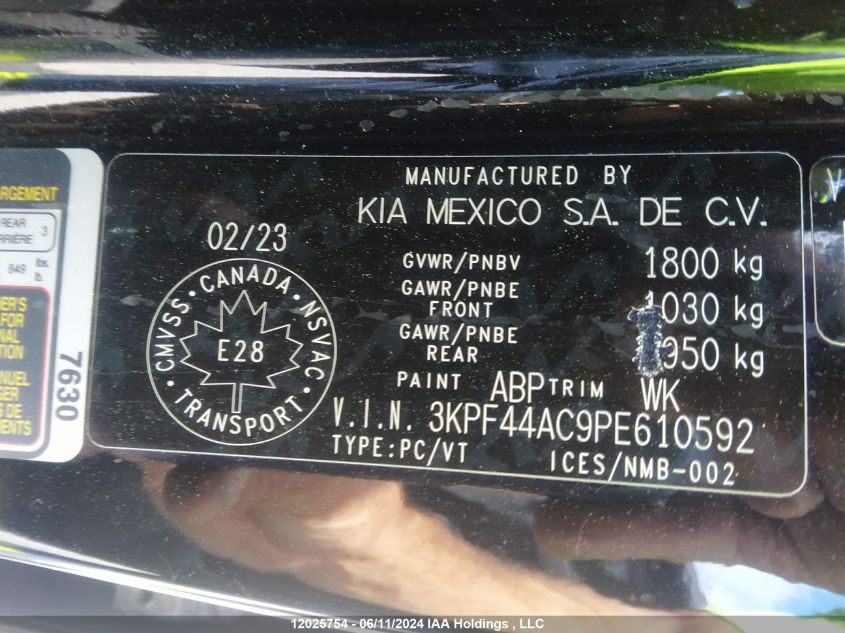 2023 Kia Forte Gt VIN: 3KPF44AC9PE610592 Lot: 12025754