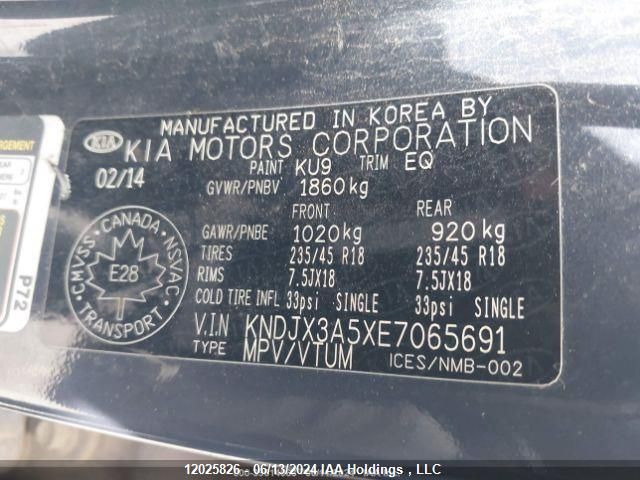 2014 Kia Soul VIN: KNDJX3A5XE7065691 Lot: 12025826