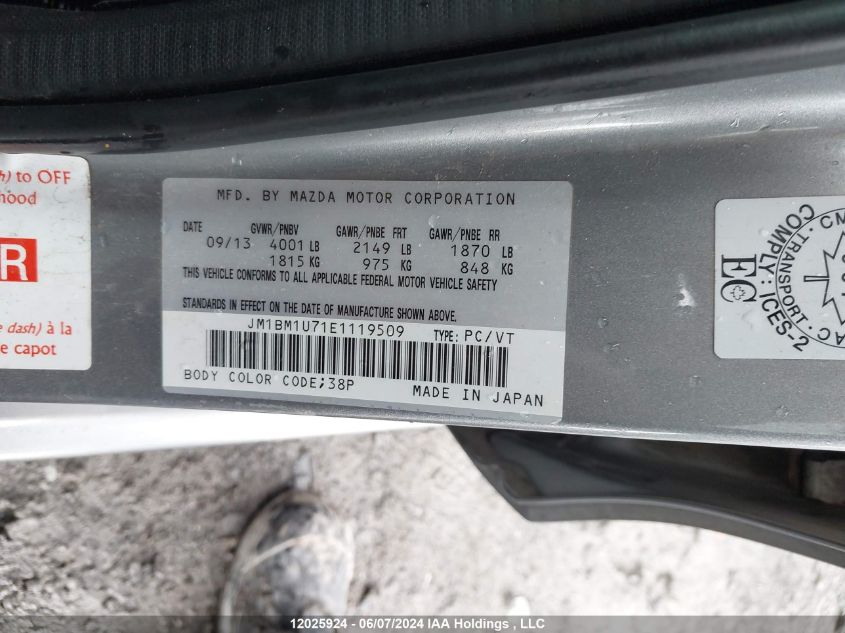 2014 Mazda 3 Sport VIN: JM1BM1U71E1119509 Lot: 12025924