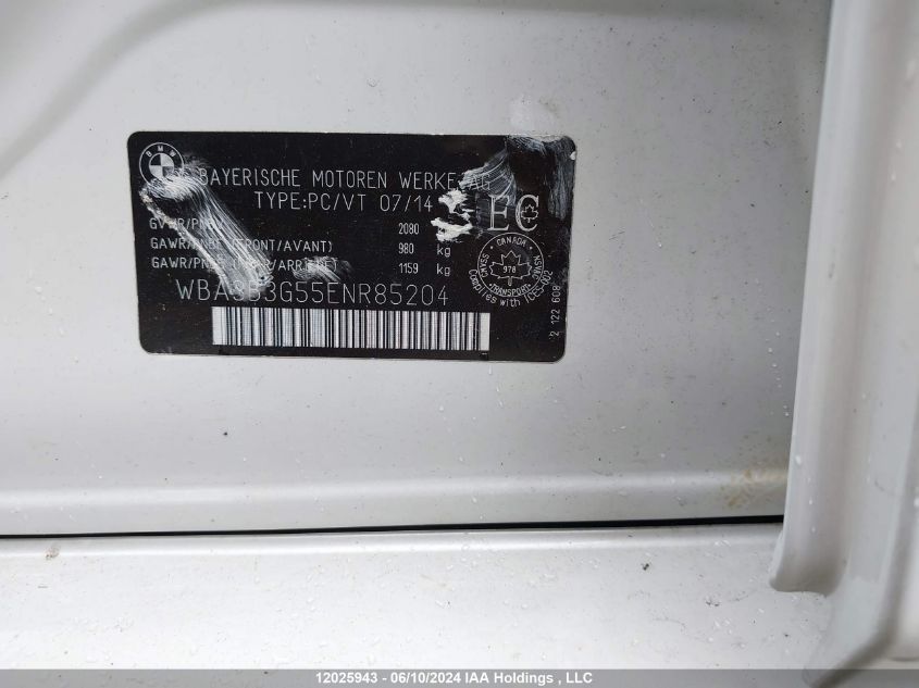 2014 BMW 328 Xi VIN: WBA3B3G55ENR85204 Lot: 12025943