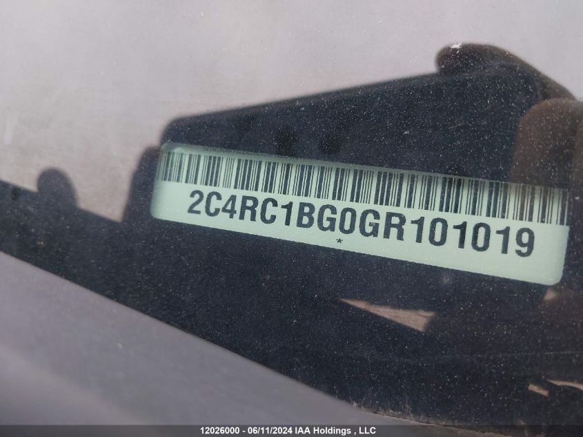 2016 Chrysler Town & Country Touring VIN: 2C4RC1BG0GR101019 Lot: 12026000