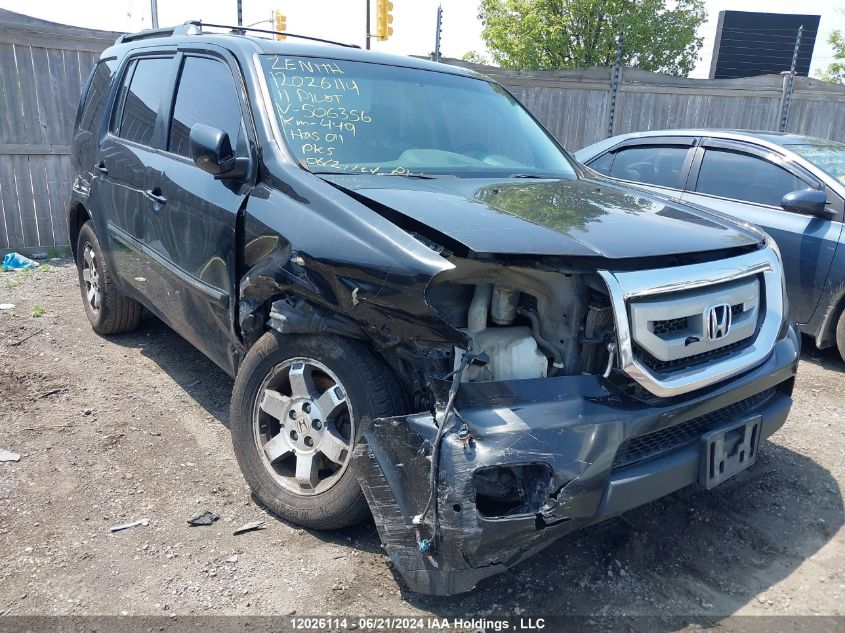 2011 Honda Pilot Touring VIN: 5FNYF4H93BB506356 Lot: 12026114