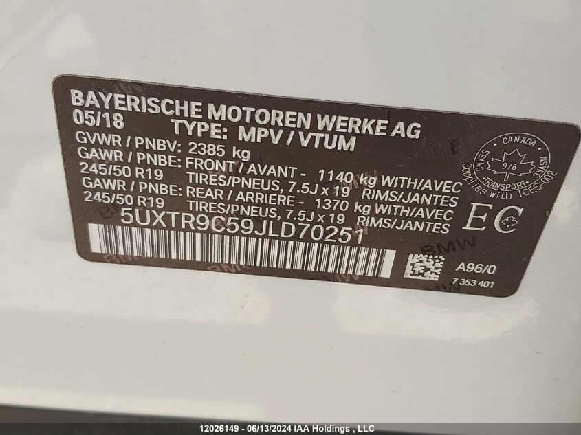 2018 BMW 3 Series 330I xDrive VIN: 5UXTR9C59JLD70251 Lot: 12026149