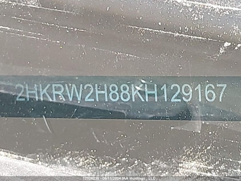 2019 Honda Cr-V Exl VIN: 2HKRW2H88KH129167 Lot: 12026235