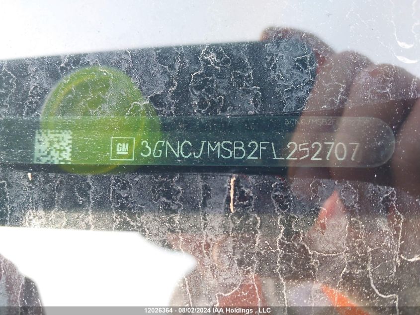 2015 Chevrolet Trax VIN: 3GNCJMSB2FL252707 Lot: 12026364