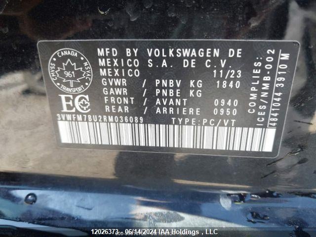 2024 Volkswagen Jetta VIN: 3VWFM7BU2RM036089 Lot: 12026373