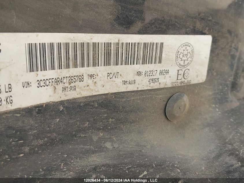 2012 Fiat 500 Pop VIN: 3C3CFFAR4CT265768 Lot: 12026434