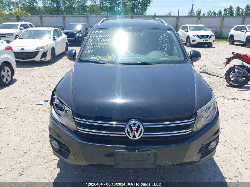 2012 Volkswagen Tiguan VIN: WVGAV7AX4CW538708 Lot: 12026484