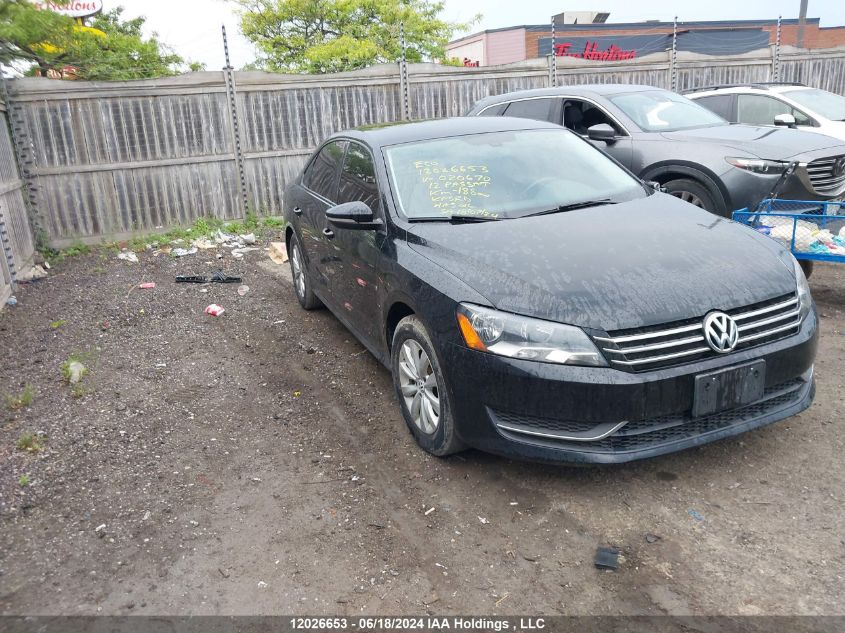 2012 Volkswagen Passat VIN: 1VWAH7A32CC020670 Lot: 12026653