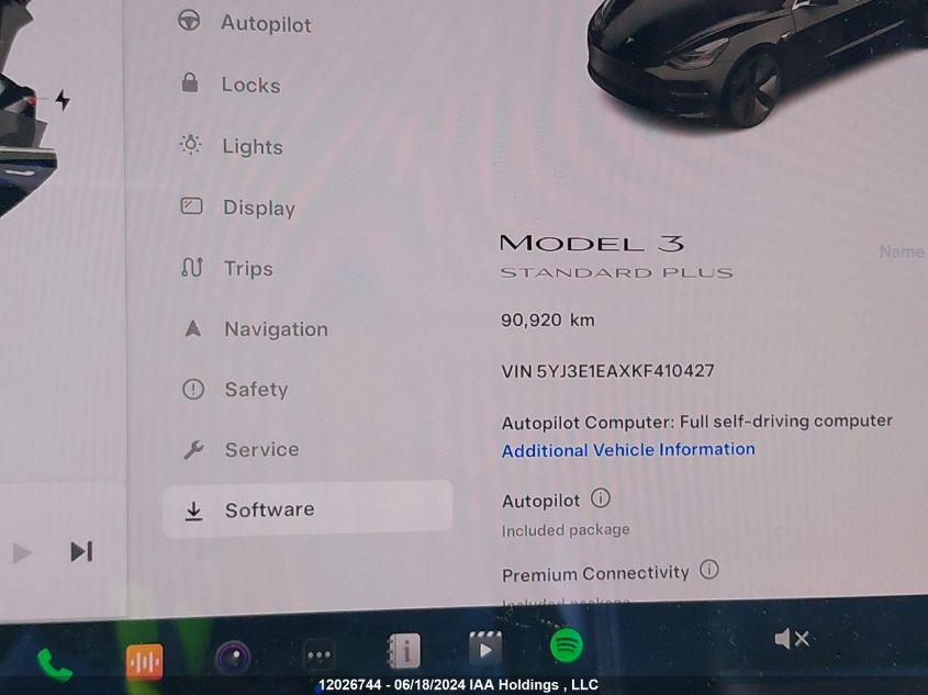 2019 Tesla Model 3 VIN: 5YJ3E1EAXKF410427 Lot: 12026744