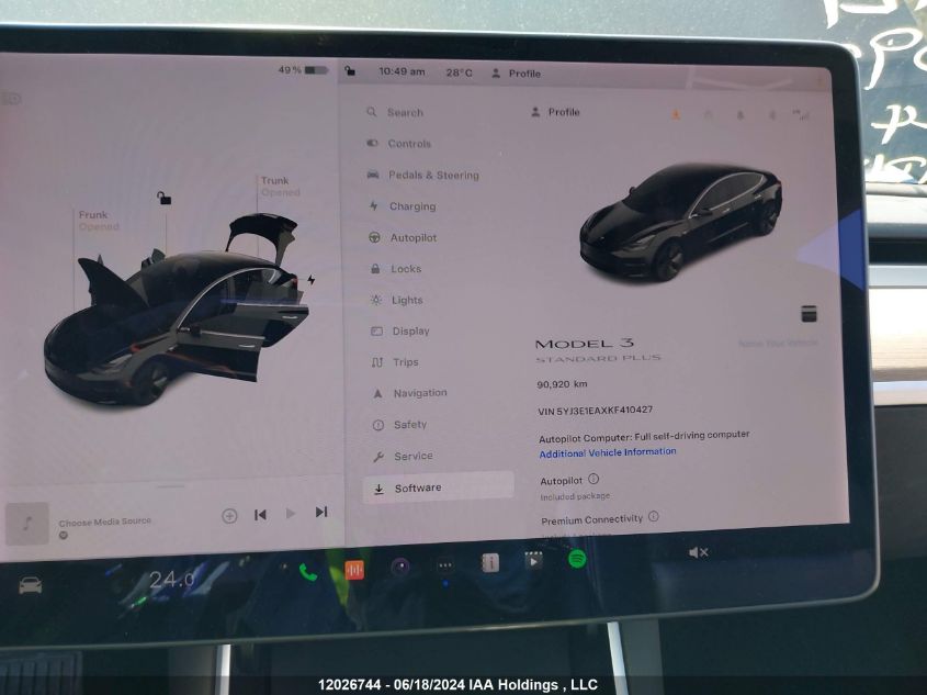 2019 Tesla Model 3 VIN: 5YJ3E1EAXKF410427 Lot: 12026744