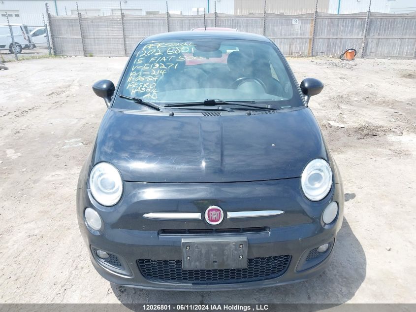 2015 Fiat 500 Sport VIN: 3C3CFFBR5FT513271 Lot: 12026801