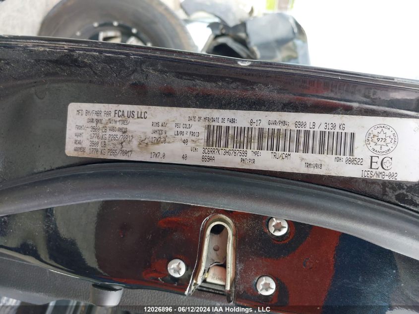 2017 Ram 1500 St VIN: 3C6RR7KT3HG787599 Lot: 12026896