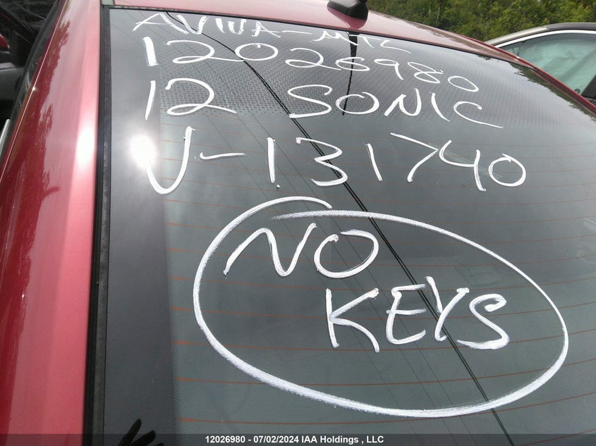 2012 Chevrolet Sonic VIN: 1G1JC5EH6C4131740 Lot: 12026980